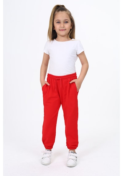 Toontoy Kız Çocuk Baskılı Eşofman Alt Kırmızı