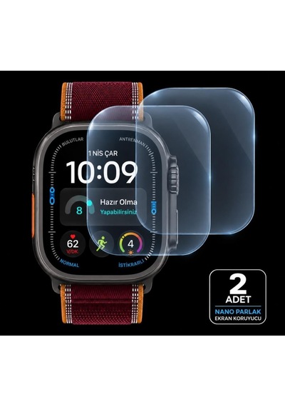Apple Watch Ultra 4 49mm İle Uyumlu Ekran Koruyucu A3579 Nano Parlak 9h Esnek Cam Çizilmeye Dayanıklı Çok Renkli