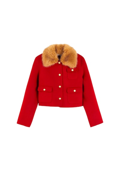 Tommy Hilfiger Df Wool Lady Jacket Wıth Fur Kadın Kırmızı Mont - Ww0ww52914