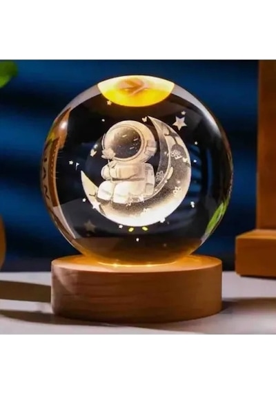 Mey İthalat Ay Üstünde Astronot Tasarımlı Cam Küre