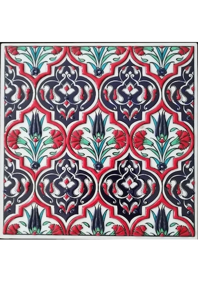 Armada Çini 20X20 Cm Ed 309 Kırmızı Madalyon El Dekoru Çini Pano