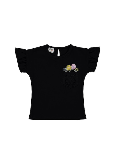 Civil Baby Çiçek Cep 6-18 Ay Tişört - Siyah