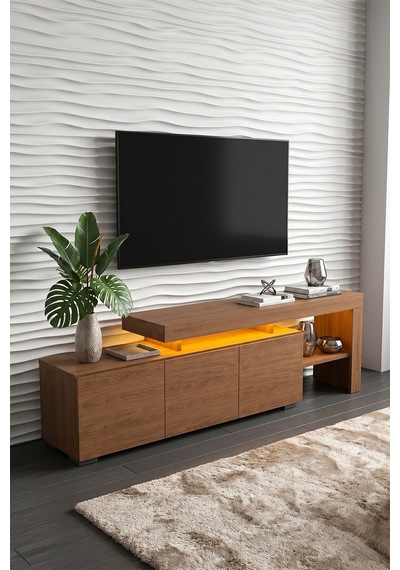 Luma Led Işıklı Tv Ünitesi 160 Cm - Modern Tv Sehpası Ceviz