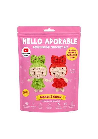 Bakgelal Hello Adorable Amigurumi Kız Bebek Yapım Kiti 2'li Bff Kendin Yap Örgü Hobi Seti