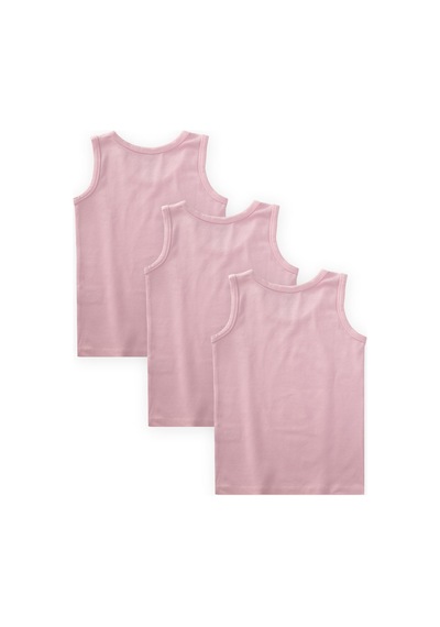 Cigit Üçlü Geniş Askılı Atlet Set 2-9 Yaş Şeker Pembe Pembe