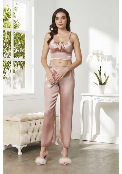 Pierre Cardin Brandy Saten 3'lü Pijama Takım 2075 Bordo 001