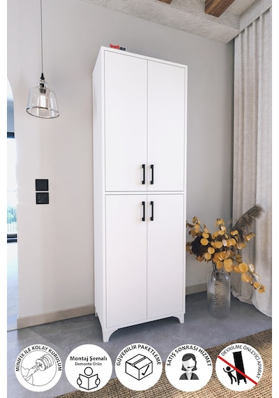 Çok Amaçlı Dolap 4 Kapaklı 6 Bölmeli Banyo Dolabı Mutfak Dolabı Nehir Beyaz Çok Amaçlı Dolap 4 Kapaklı 6 Bölmeli Banyo Dolabı Mutfak Dolabı Nehir Beyaz