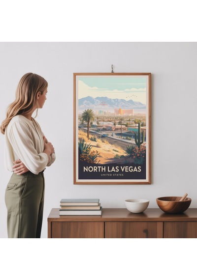 Kuzey Las Vegas Seyahat Posteri Vintage Tarzı Çöl Duvar Sanatı