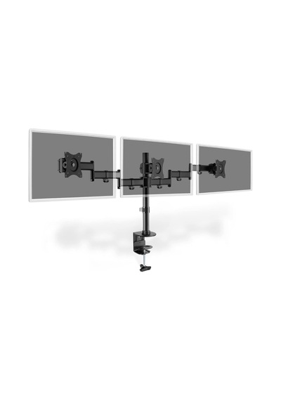 Monitör Tutucu - Masa Kelepçesi - 3 Monitör - 27 İnçe Kadar - 3x 8 Kg'a Kadar - Vesa 75x75, 100x100 - Siyah