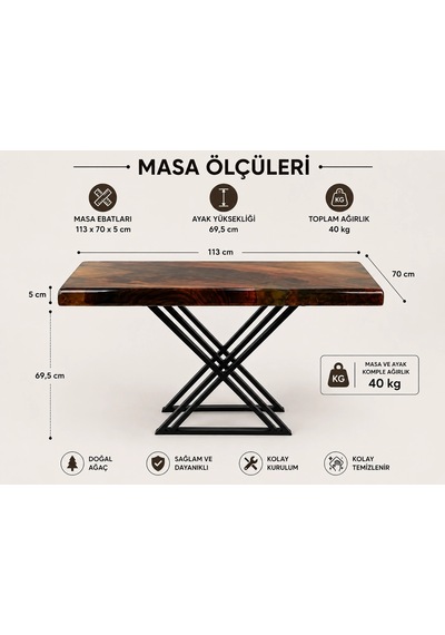 Epoksi Şeffaf Döküm Ceviz Masa Çok Renkli Epoksi Şeffaf Döküm Ceviz Masa Çok Renkli