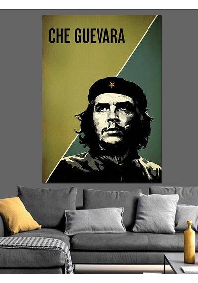 Che Guevara Portre Posteri Dekoratif Kanvas - Mdf Ahşap Tablo