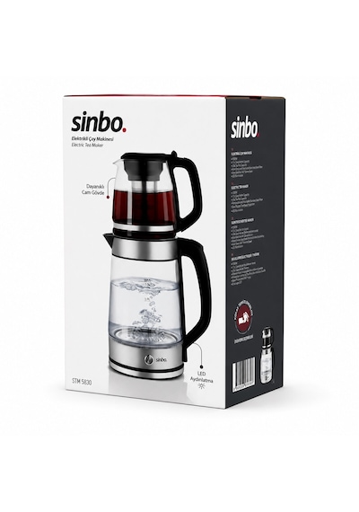 2in1 Çaycı - Kettle Çelik Elektrikli Çay Makinesi 2lt + 1,2lt Çay Süzgeçli 360 Dönebilir Stm-5990