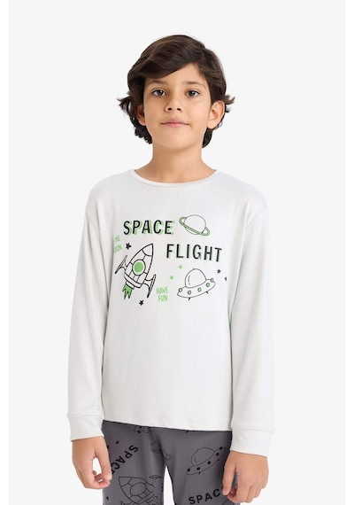 Defacto Erkek Çocuk Termal Pijama Takımı Baskılı Uzun Kollu Üst Uzun Alt F3349a825wngr503 Gri-gr503