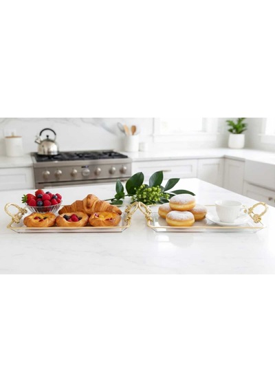 Cnr Home Concept Paşabahçe 2 ' Li Kuplu Madlen Sunum Servis Tabaği Altin