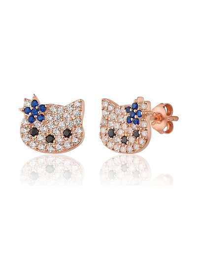 Zanaatsilver 925 Ayar Gümüş Rose Kaplama Zirkon Taşlı Yıldızlı Kedi Küpe
