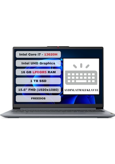 Lenovo IdeaPad Slim 3 15IRH8 83EM00DQTR i7-13620H 16 GB 1 TB SSD 15.6" Dos Dizüstü Bilgisayar