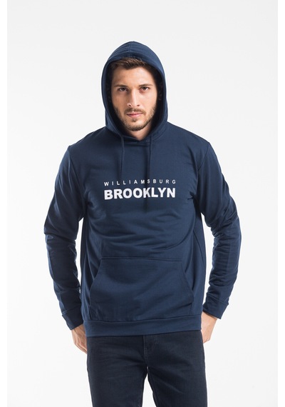Erkek Kapşonlu Rahat Kalıp İnce Wıllamsburg Brooklyn Baskılı Swetashırt Spr24sw123 NAVY Erkek Kapşonlu Rahat Kalıp İnce Wıllamsburg Brooklyn Baskılı Swetashırt Spr24sw123 NAVY