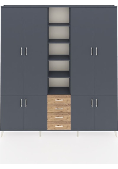 Arges Dolap 17 Raflı 4 Çekmeceli 8 Kapaklı 220x30x243 Antrasit-antrasit/çam Antrasıt/atlas Çam Arges Dolap 17 Raflı 4 Çekmeceli 8 Kapaklı 220x30x243 Antrasit-antrasit/çam Antrasıt/atlas Çam