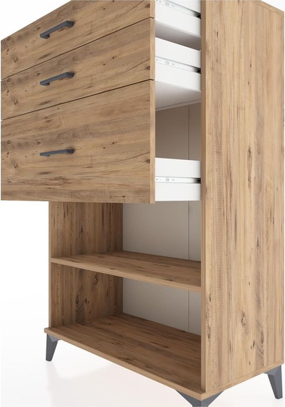Hyperion Dolap Tek Raflı 3 Çekmeceli 88x44x134 Çam-çam Atlas Çam