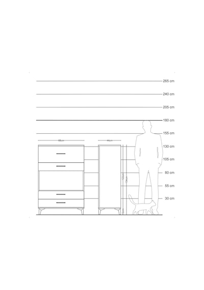 Hyperion Dolap Tek Raflı 4 Çekmeceli 88x44x134 Aytaşı-aytaşı Aytaşı