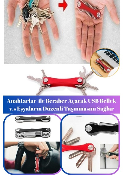 Pratik Ve Akıllı Alüminyum Anahtarlık Anahtar Ve Aksesuar Düzenleyici Organizet Çok Renkli - 822414012 Çok Renkli