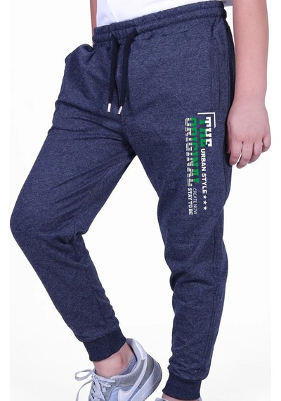 Panios Kids Urban Style Baskılı Beli Lastik Detaylı Jogger Eşofman Altı Füme