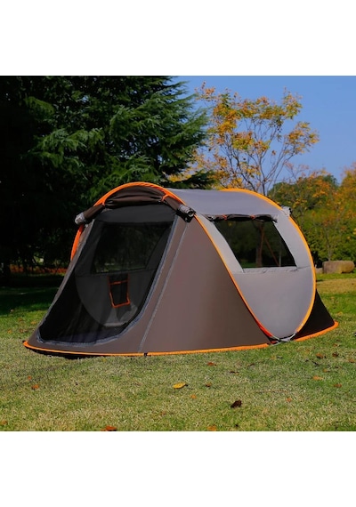 Valkyrie 3-4 Kişilik Hızlı Kurulum Otomatik Kamp Çadırı Sineklikli Çift Pencereli Su Geçirmez 240x150x110cm 4 Mevsim Beyaz