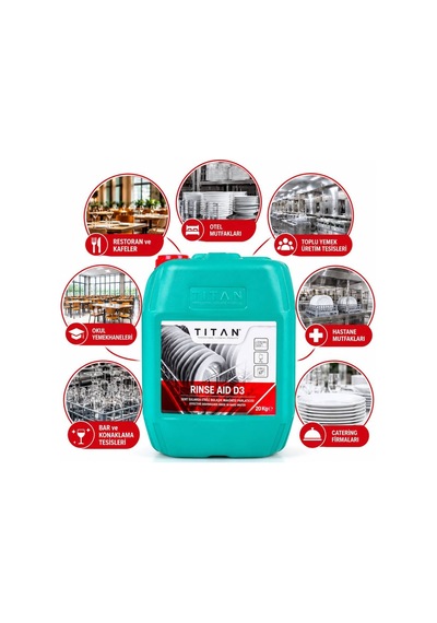 Tıtan Rınse Aıd D3 20 Kg Sert Sularda Etkili Endüstriyel Bulaşık Makinesi Parlatıcısı - 939619894