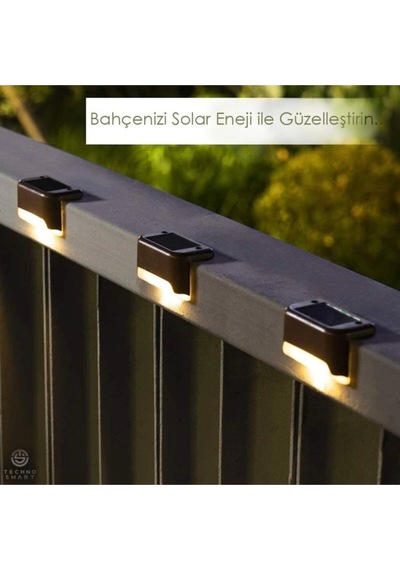 Waterproof Solar Merdiven Lambası 4 Adet Gri
