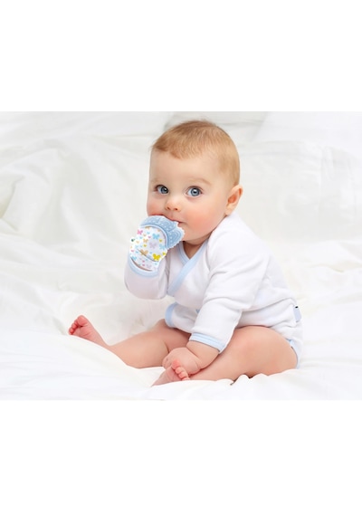 Babyjem Bebek Diş Kaşıyıcı Eldiveni Kelebek Mavi
