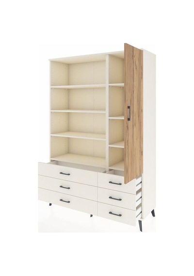 Hyperion Dolap 8 Raflı 6 Çekmeceli Tek Kapaklı 132x44x195 Ay... Aytaşı Hyperion Dolap 8 Raflı 6 Çekmeceli Tek Kapaklı 132x44x195 Ay... Aytaşı