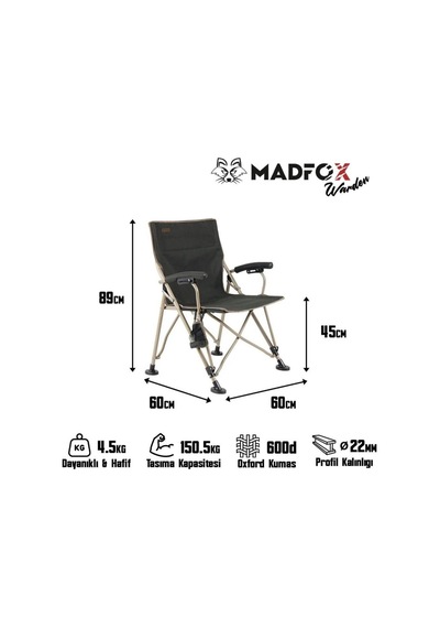 Katlanır Kamp Piknik Sandalyesi - Madfox Warden - Yeşil - 547283 - Taşıma Çantalı Çok Renkli