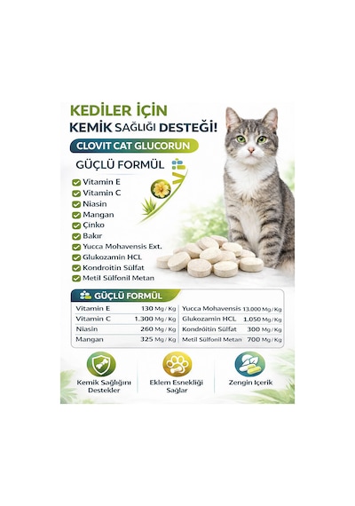 Clovit Cat Glucorun Glukozamin kalça, eklem, iskelet destekleyic