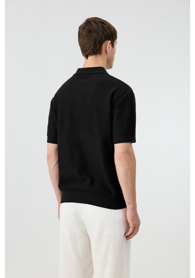 Antioch Dokulu Polo Yaka Triko Erkek T-shirt Siyah