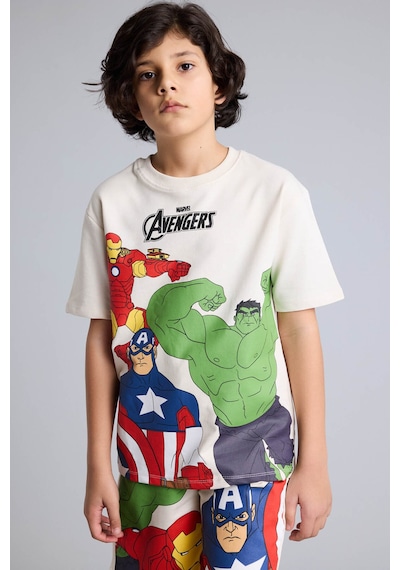 Defacto Marvel Avengers Tişört Şort 2li Takım Erkek Çocuk H0282a826smbg74 Bej-bg74
