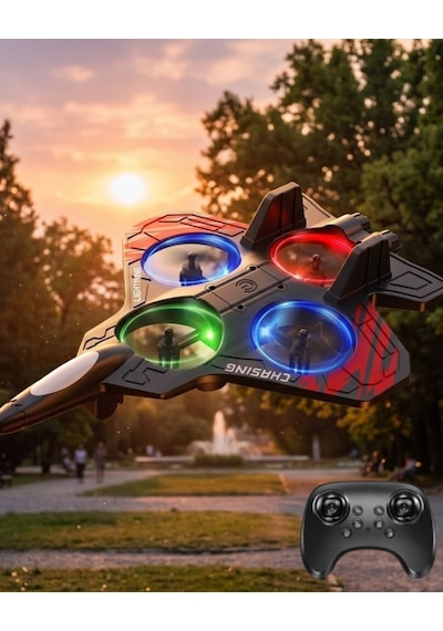 Uzaktan Kumandalı Drone Uçak Led Işıklı 360 Derece Akrobatik Hareket Özellikli Renkli