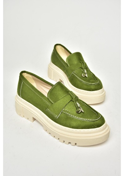 Fox Shoes T294882202 Yeşil Süet Makosen Kadın Ayakkabı Yeşil