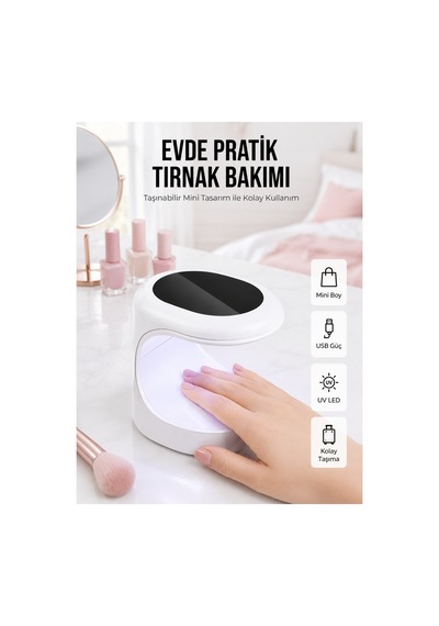 Kalıcı Oje Kurutucu Mini Uv Işınlı Taşınabilir Hızlı Ve Pratik Oje Kurutucu Siyah