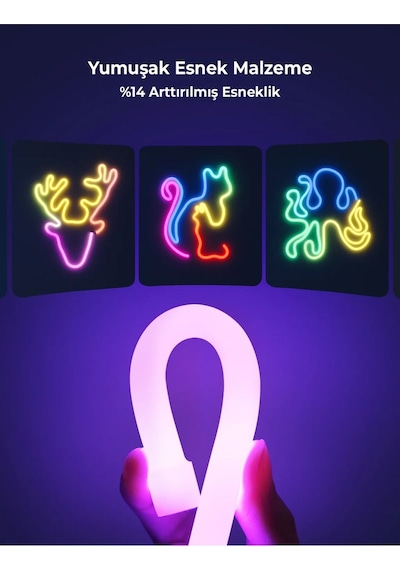 Sese Duyarlı Animasyonlu Rgb Kumandalı 5 Metre Neon Şerit Hortum Led Usb Ve App Uyumlu