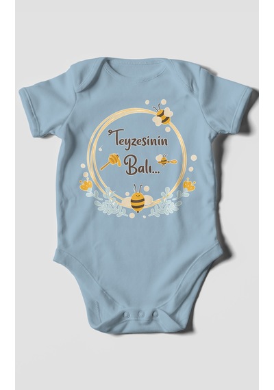 Morivokids Teyzesinin Balı Kısa Kollu Bebek Body %100 Pamuk Zbn93-kk Bebe Mavisi
