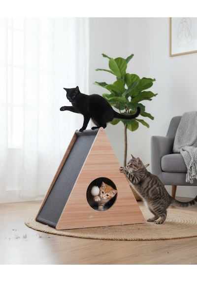 Reyo Pet Üçgen Kedi Tırmalama Evi