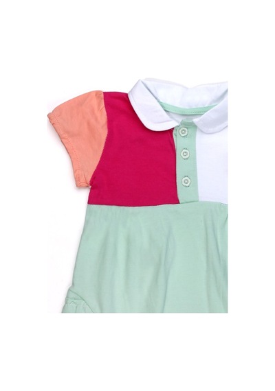 Chicsy Baby Kız Bebek Renkli Polo Yaka Tulum Yazlık Pamuk Bebek Tulum Şort Tulum Su Yeşili