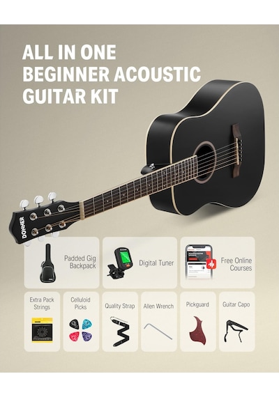 Donner Ec983 Akustik Gitar Seti Siyah