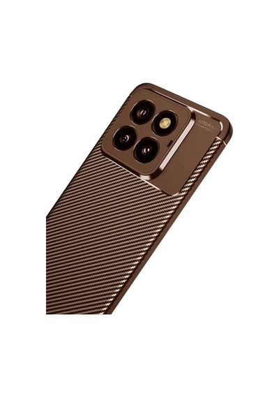 Newface Xiaomi Mi 14t Pro Kılıf Auto Focus Karbon Kapak - Kahverengi