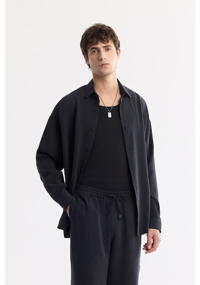 Avva Erkek Siyah Beli Lastikli Bağcıklı Soft Touch Relaxed Fit Pantolon A51y3031