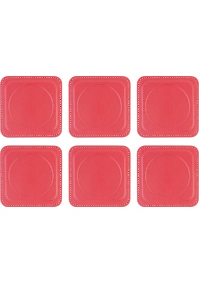 Bardak Altlığı,6 Lı Set,masaüstü Yuvarlak Cup Coaster,vegan Suni Deri,11x11 Cm.,fuşya Fuşya