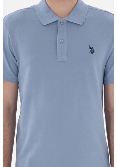 U.S. Polo Assn. Erkek Slim Fit Polo Yaka Mavi Basic Tişört 50297984-VR036