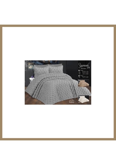 Kahveci.store Çift Kişilik Yatak Örtüsü Gri 3 Parça Yatak Örtüsü Bedspread 22