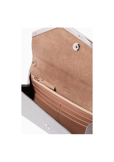 Jimmy Choo Jımmy Choo Emmie Clutch Çanta, Ince Simli Deri, Gümüş Renk Lüks Gece Tasarımı