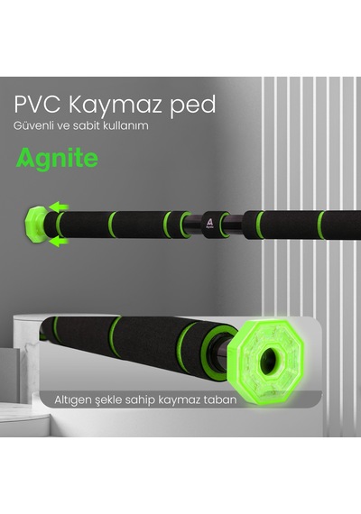 Agnıte Ayarlanabilir Kapı Barfiks Demiri 60-100 Cm Ev Tipi Fitness Yeşil